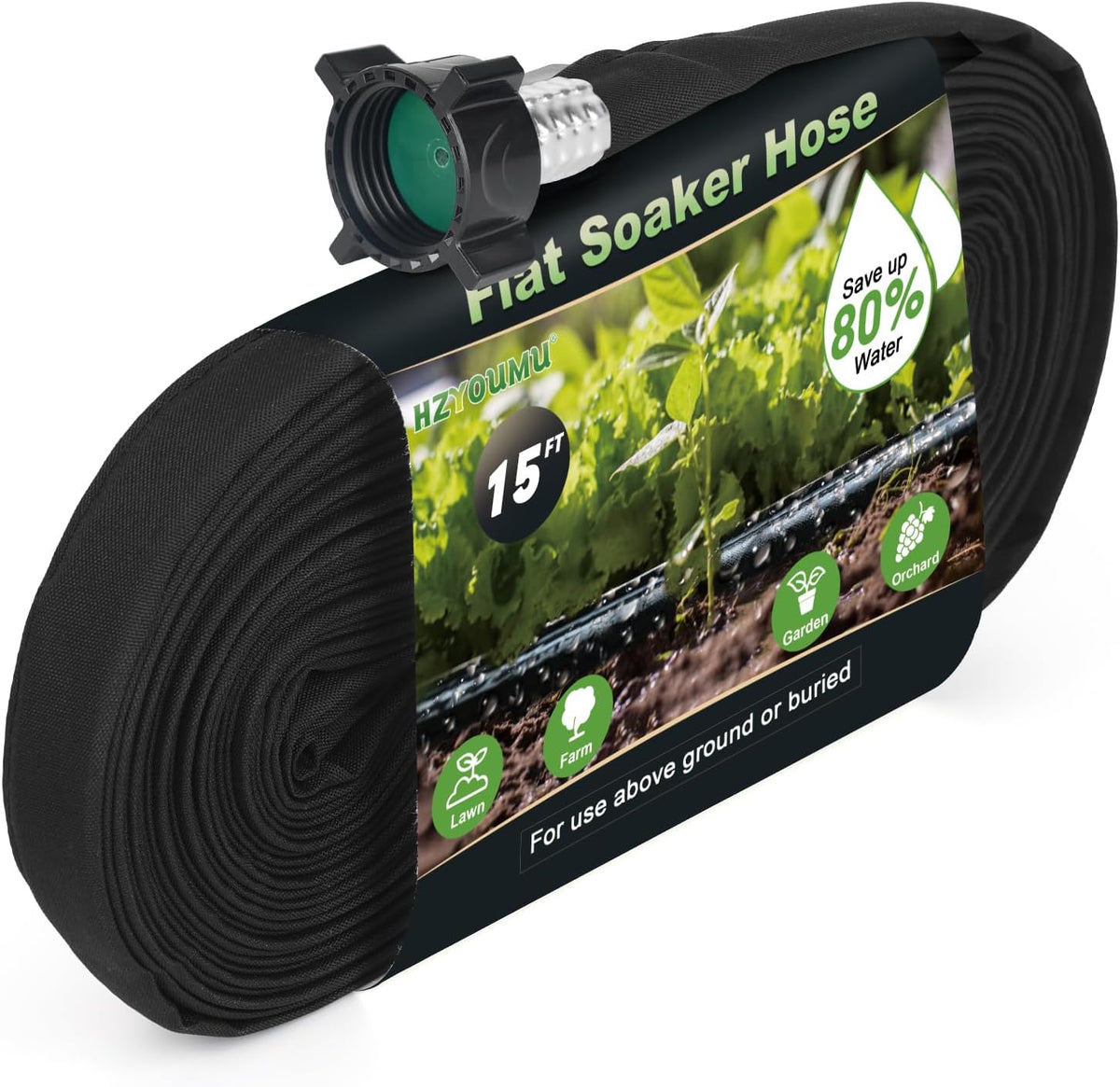 Flat Soaker Hose 15FT for Efficient Watering Tree - Durable Double Layer Design for Gardens, Lawns
