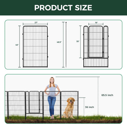 FXW Garden Fence Outdoor for The Yard – 45in(H) x 36.4ft(L) Heavy Duty Metal Animal Barrier for Dog