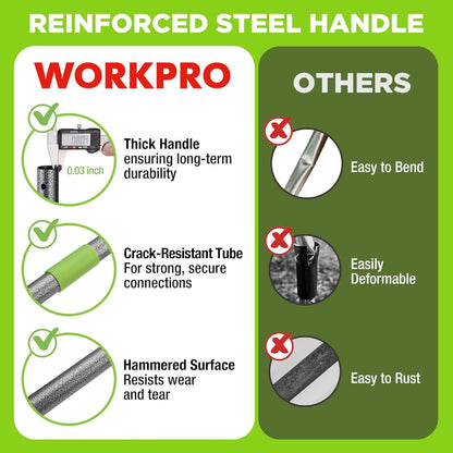 WORKPRO 65 Inch Bow Rake, 17 Tines Metal Head Rakes with High Strength Handle, Heavy Duty Garden
