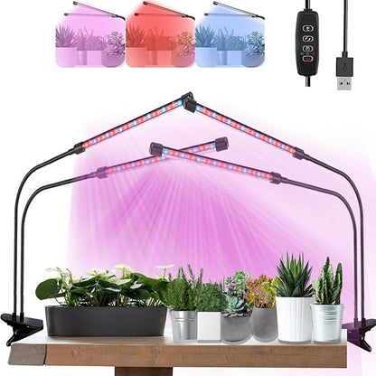 Grow Lights for Indoor Plants, Full Spectrum Plant Growing Lights with Auto On Off 3/9/12H Timer, 9