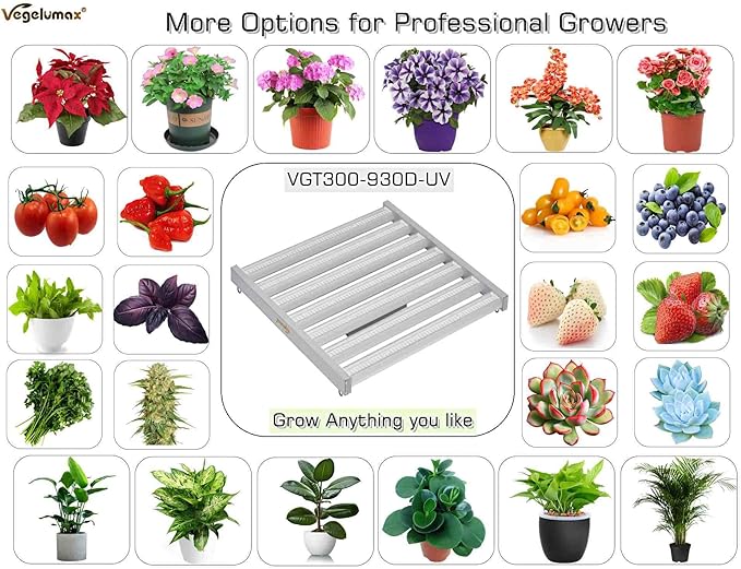 300Watt LED Grow Lamp UV IR Full Spectrum 4x4 5x5ft Coverage Grow Light Bar with 1092pcs Diodes 7