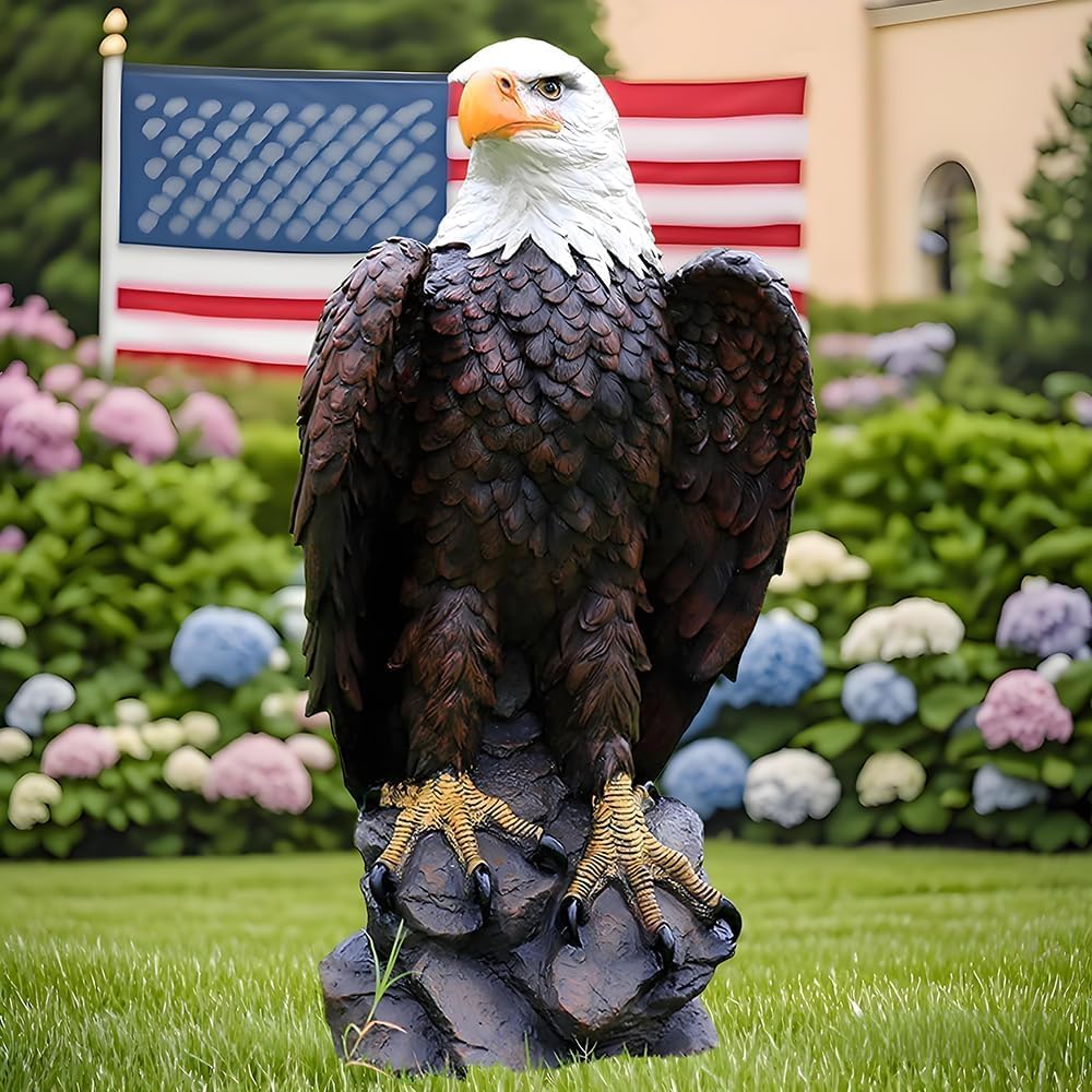 Bald Eagle Statue Outdoor - Large American Eagle Figurine for Garden, Yard, and Outside Decor |