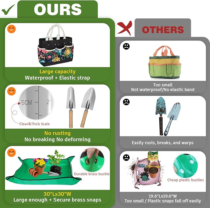22Pcs Gardening Tools Set for Women Heavy Duty Garden Hand Tool Kit Gardener Gifts for Beginner