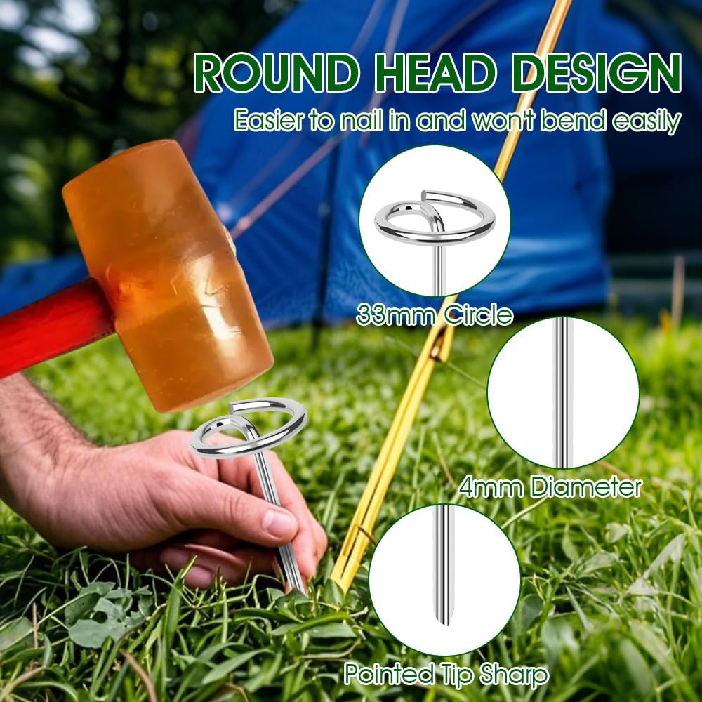 200pcs Landscape Fabric Pins, Bold 8 Gauge Galvanized Steel Garden Staples, Tent Stakes Landscape