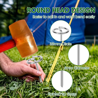 200pcs Landscape Fabric Pins, Bold 8 Gauge Galvanized Steel Garden Staples, Tent Stakes Landscape