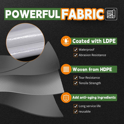 12 Mil Heavy Duty White Tarps 7' X 30', Extra Thick,Durable,Waterproof, UV Resistant, Weatherproof