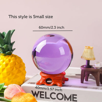 Purple Crystal Ball 60mm Crystal Ball with Wooden Stand and Gift Box for Magic,lensball
