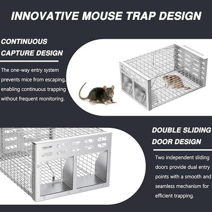 Rat Trap, Humane Live Rat Trap & Automatic Reset Mouse Traps with Dual One-Way Door Design – Catch