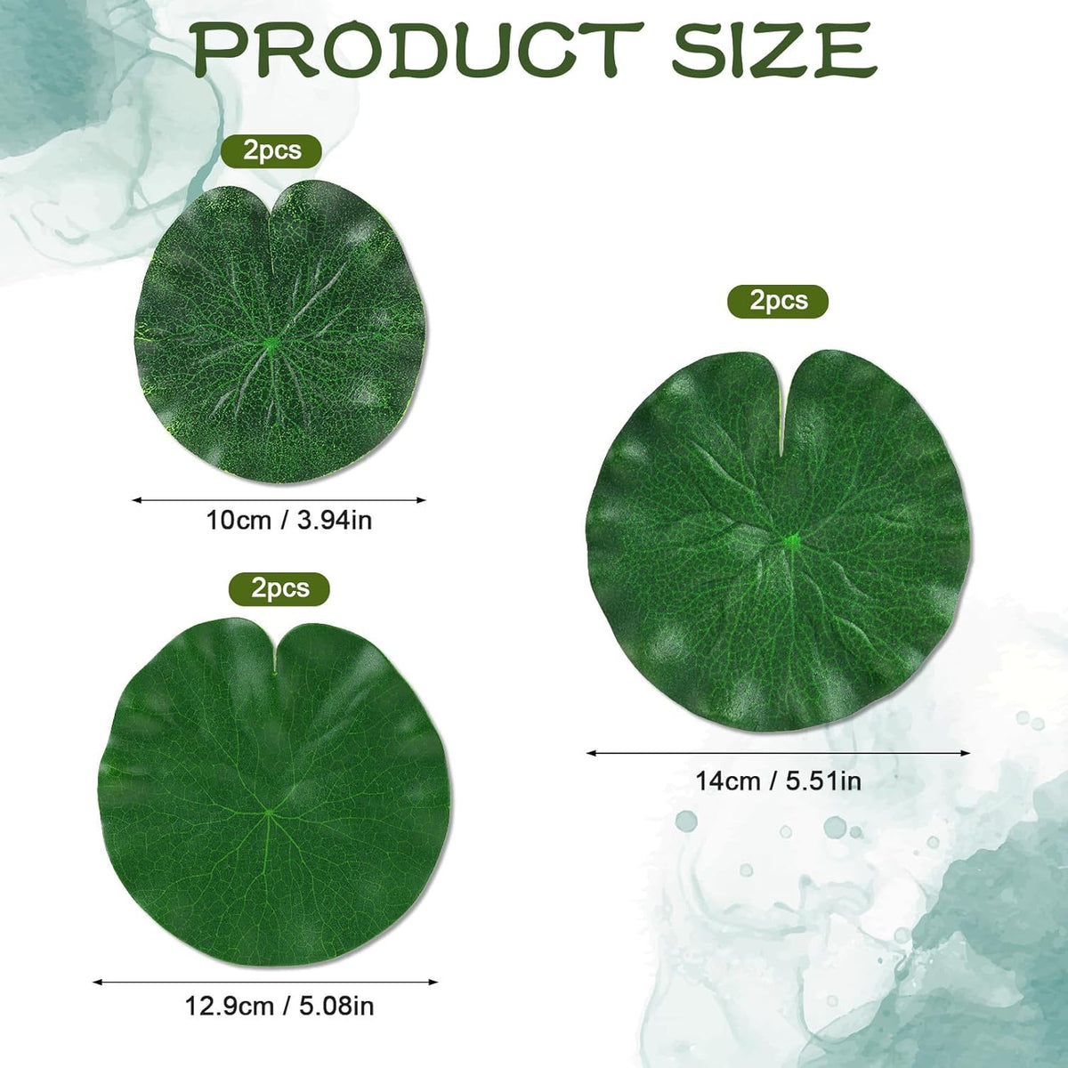 6Pcs Fake Lily Pads, 3 Sizes Floating Artificial Lily Pads Decorations, Realistic Pond Plants Decor