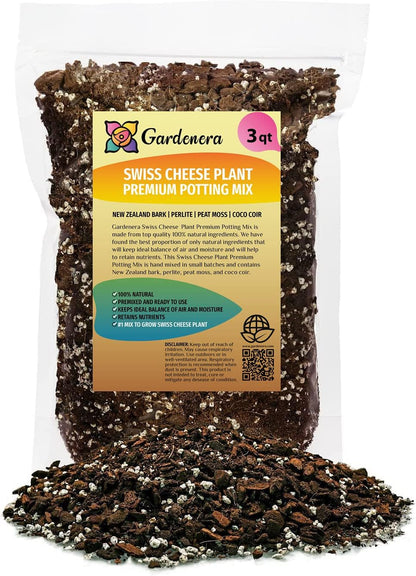 Gardenera Premium Swiss Cheese Plant Potting Mix - Monstera Deliciosa Blend for Optimal Nutrients