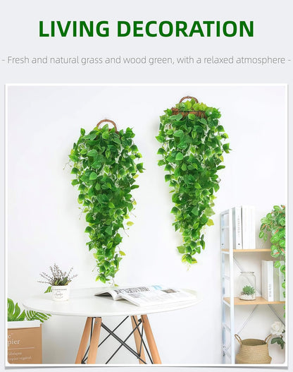 2 Pack Artificial Hanging Ivy Plants (3.6ft) - Fake Vine Greenery for Indoor/Outdoor Decor, Wedding