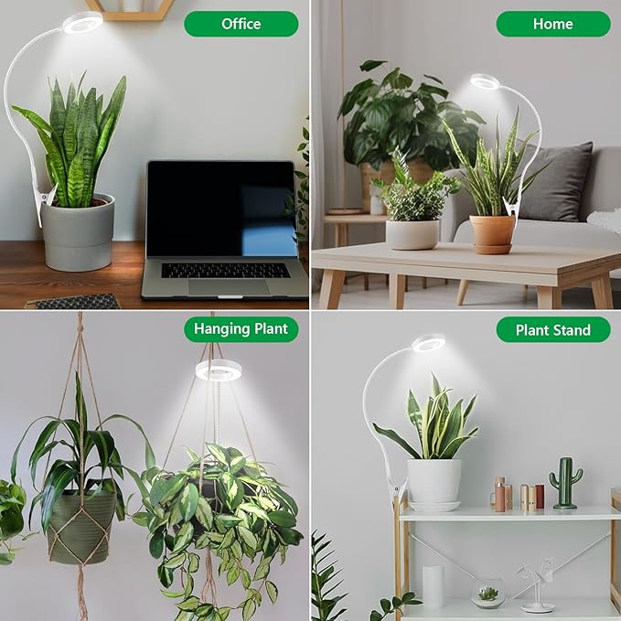 Grow Lights for Indoor Plants, Full Spectrum Clip on Plant Lights for Indoor Growing, White Halo
