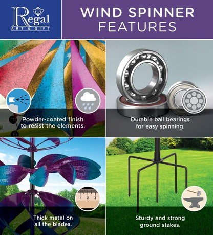 Regal Art & Gift Gyroscope Wind Spinner – Metal Yard Decorations Outdoor | Kinetic Garden Spinner
