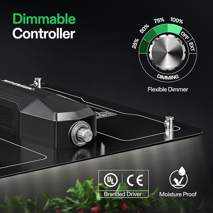 VIVOSUN VS1000 LED Grow Light with Full Spectrum Diodes & Sosen Driver Dimmable Lights Sunlike for