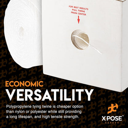 Polypropylene Tying Twine - 1 Ply White Plastic Poly Twine String 8500' Roll - Soft On Hands