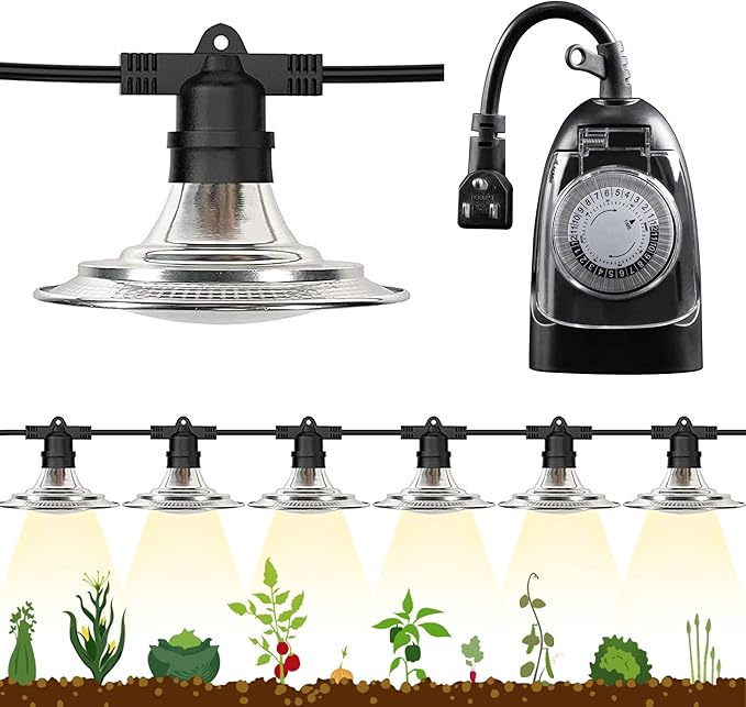Espird 6-Light LED Grow Light Plant Growing Lamps with Timer, Outdoor Waterproof Grow Light String