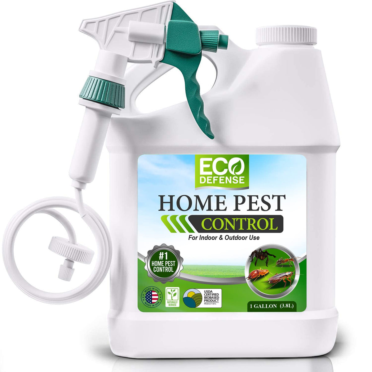 Eco Defense Biobased Pest Control Spray - Ant, Roach, Spider, Bug Killer and Repellent - Natural
