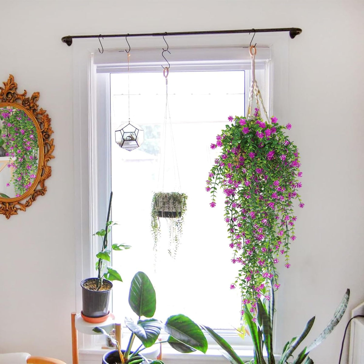 SJL Faux Hanging Plant 4 Pack Hanging Vines Plants Indoor Realistic Artificial Fake Small Hang