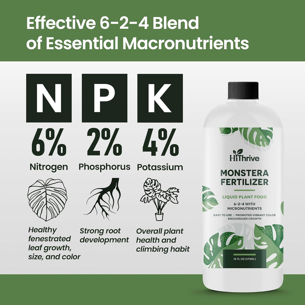 16oz Monstera Plant Food - Makes 96 Gallons of Monstera Fertilizer, Liquid Indoor Plant Fertilizer