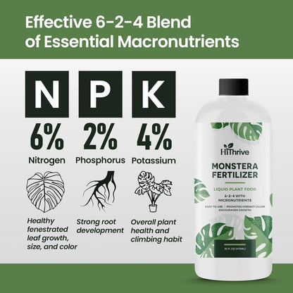 16oz Monstera Plant Food - Makes 96 Gallons of Monstera Fertilizer, Liquid Indoor Plant Fertilizer