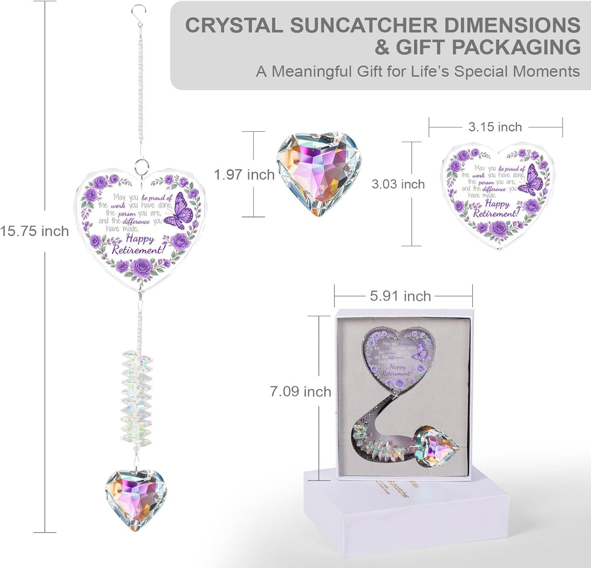 Crystal Suncatcher Retirement Gift for Women, Happy Retirement Gifts for Teacher Nurse Coworker