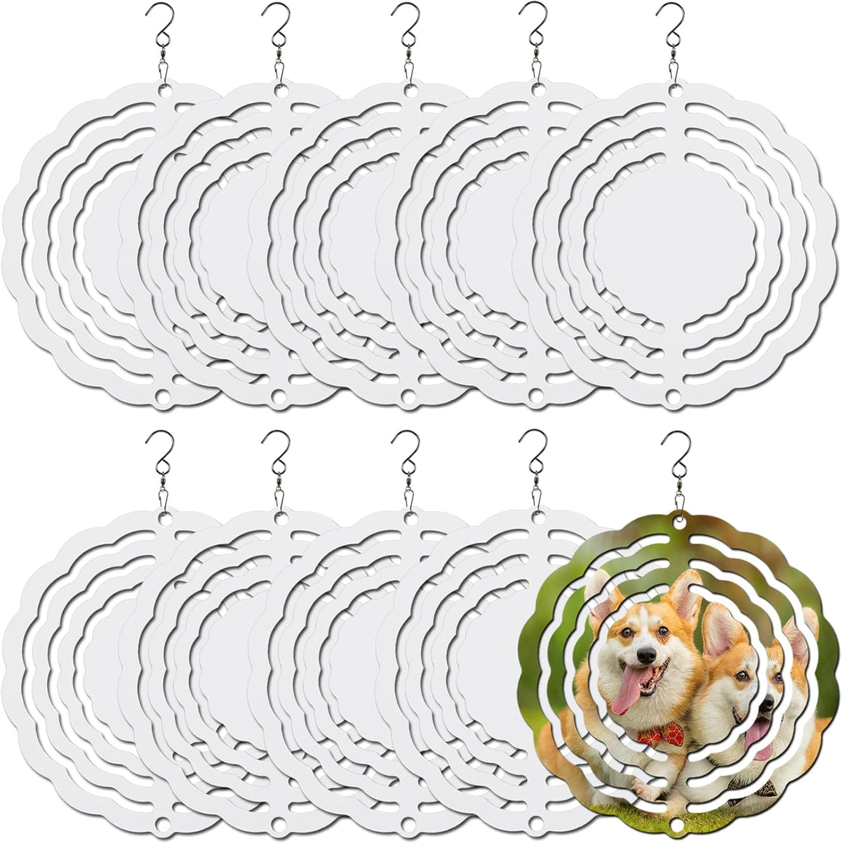 10 pcs Sublimation Wind Spinner Blanks 3 Inch Round 3D Aluminum Sublimation Blanks Wind Spinners