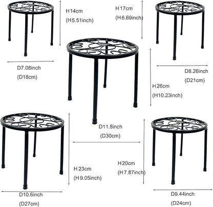 HAINARverS Metal Plant Stands 5-Pack, Heavy Duty Rustproof Iron Corner Flower Pot Stand