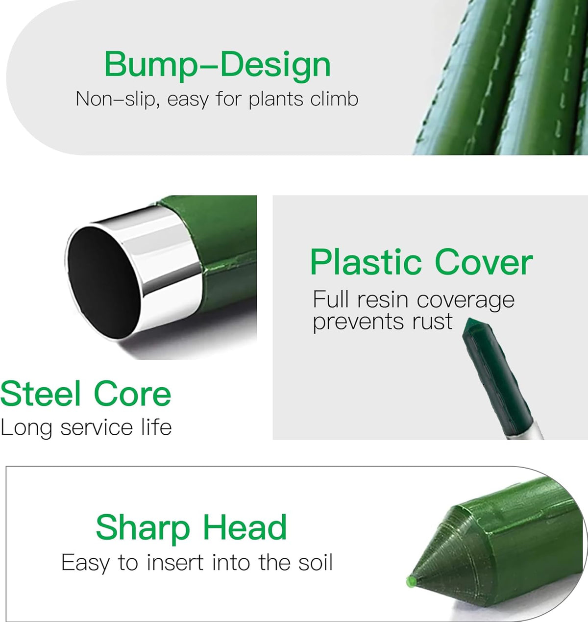 Garden Stakes 8ft, Metal Plant Stakes 8 Feet for Gardening and Farm, 0.78 Inch Dia Plastic Coated