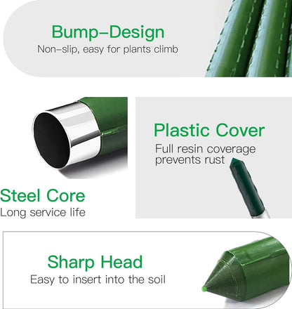 Garden Stakes 8ft, Metal Plant Stakes 8 Feet for Gardening and Farm, 0.78 Inch Dia Plastic Coated