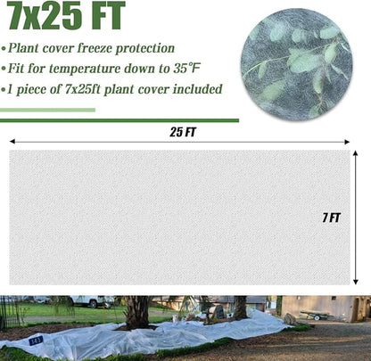 Plant Covers Freeze Protection, 7FT x 25FT 0.9oz Reusable Floating Row Cover Plant Blankets Frost