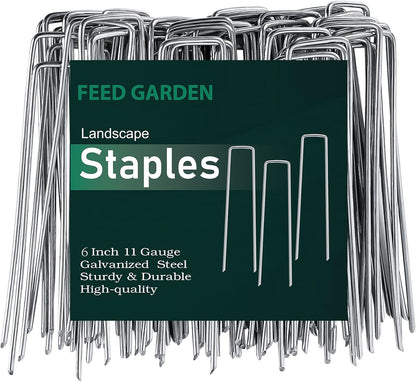 FEED GARDEN 6 Inch 25 Pack Galvanized Landscape Staples 11 Gauge Turf Garden Stakes Tent Stakes