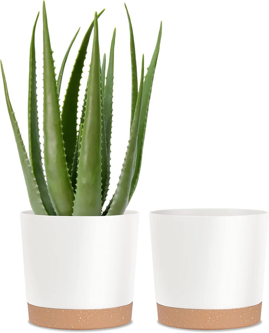 kubvici Plant Pots for Indoor Plants, 2 Pack 10 Inch Plant Pot Plastic Flower Pots Planters with