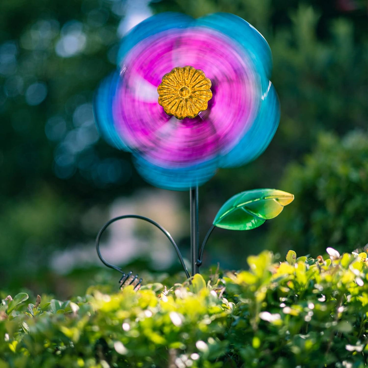 Viveta 2 Pack Wind Spinners with Metal Stake, 28.7 inches Outdoor Garden Pinwheels Spinners Purple