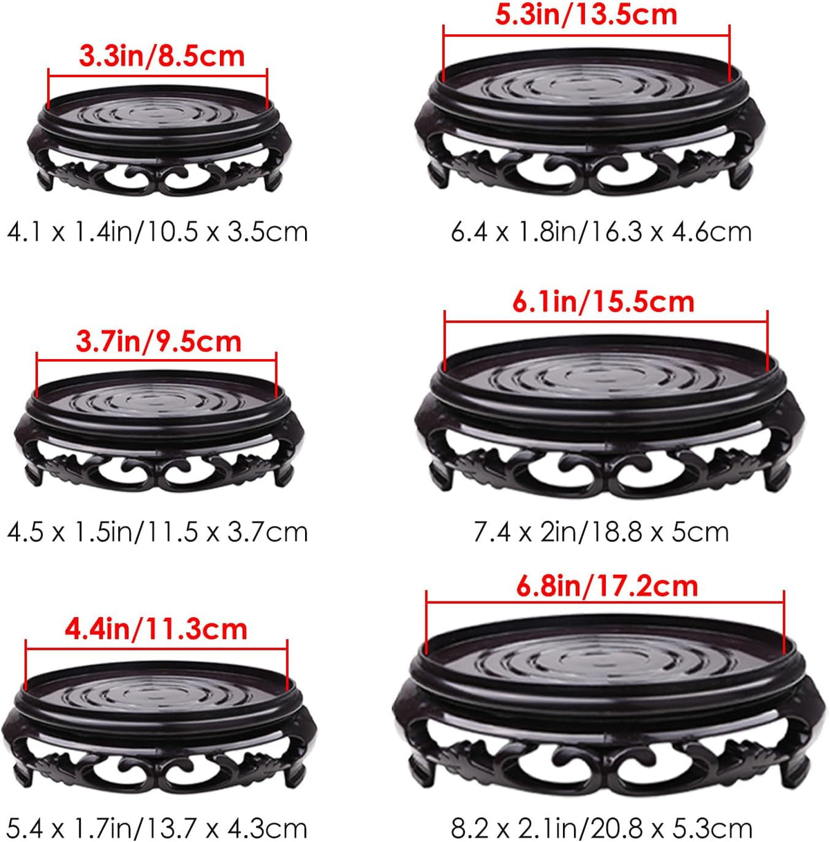 Hapivida Plant Stand, 3.7in Round Plant Riser Decorative Display Flower Holder Vase Rack Holder