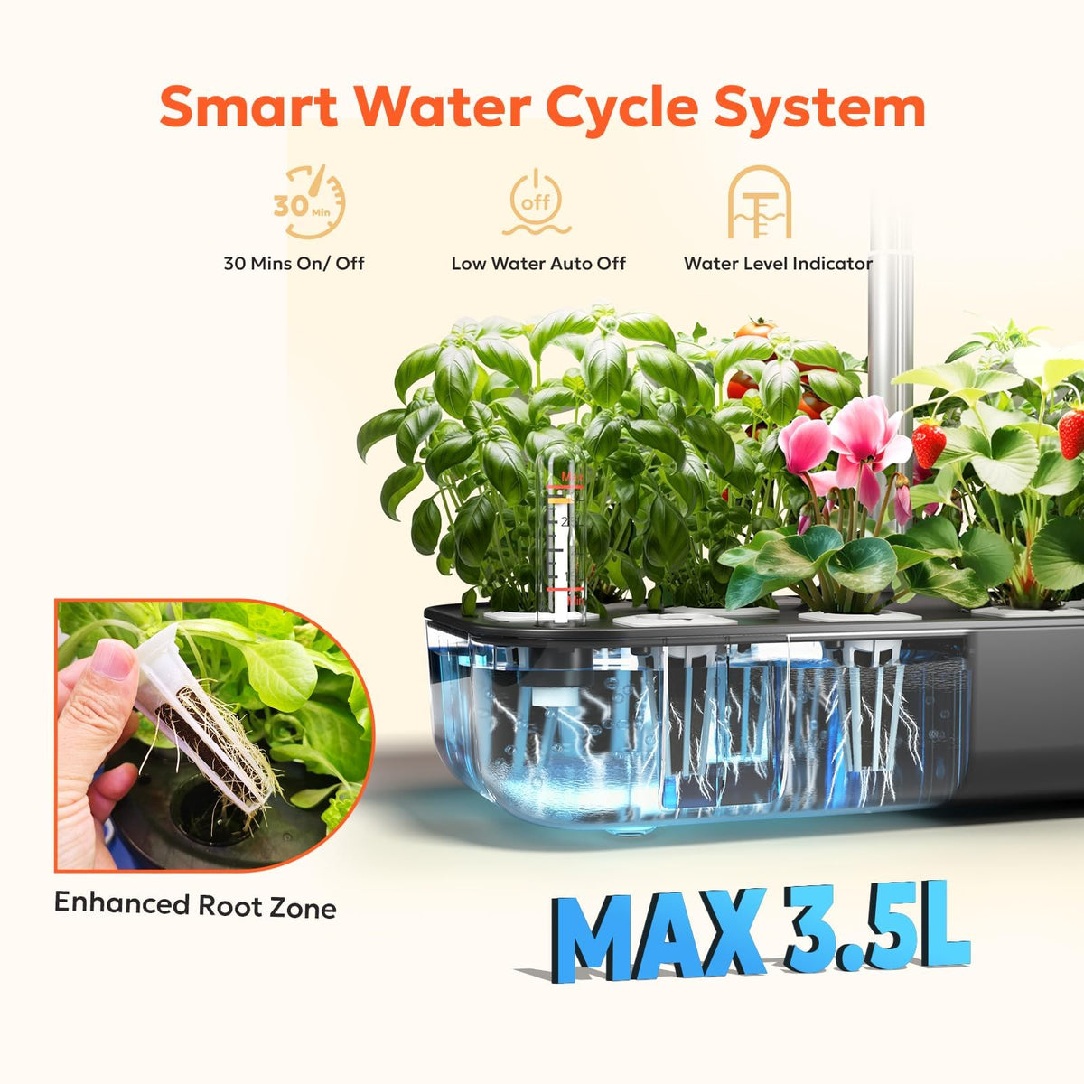 owltron Hydroponics Growing System Kit, 12 Pods Indoor Herb Garden with 24W LED Grow Light Full