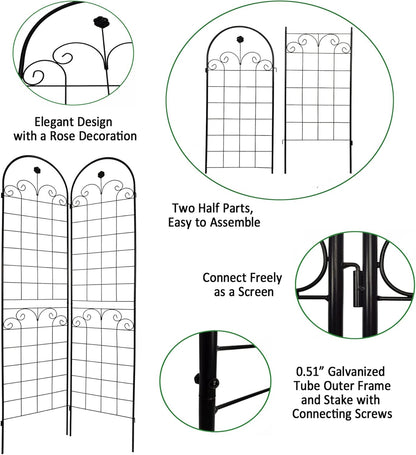 4 Pack Metal Garden Trellis 86.7" H Garden Fence Rustproof Trellis for Climbing Plants Support