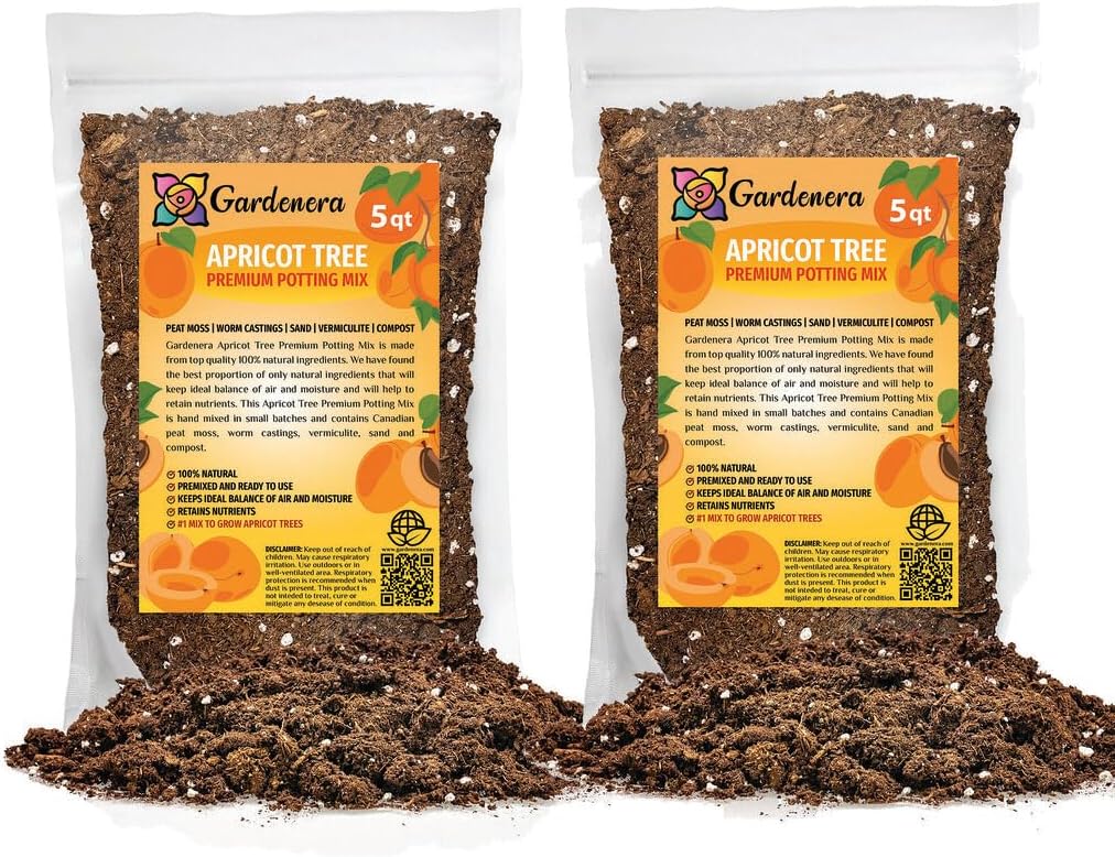Gardenera Premium Apricot Potting Soil Mix - Ideal Nutrient Blend for Growing Robust, Flavorful