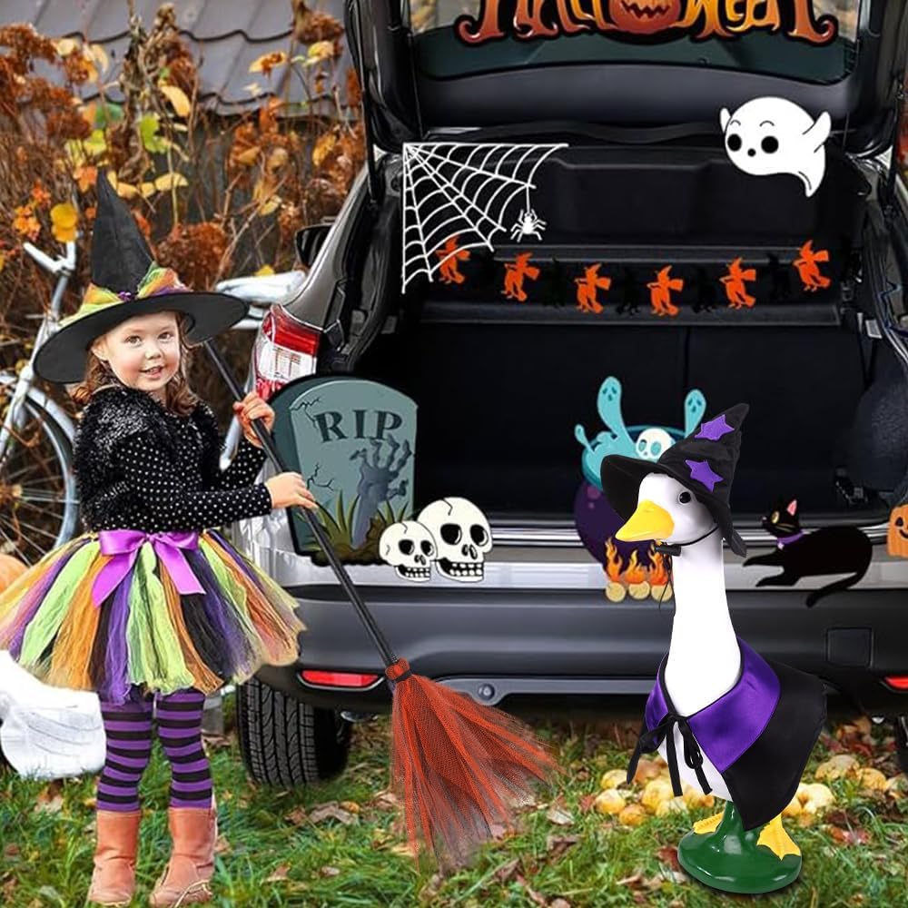 DIYDEC Halloween Goose Outfit Witch Lawn Porch Goose Clothes Fall Halloween Goose Costume for 23"