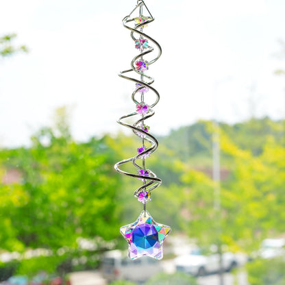 H&D HYALINE & DORA 21inch Crystal Suncatcher for Window Hanging Double-Spiral Design Gazing Ball