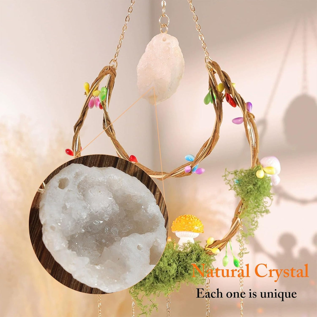 TUOKING Crystal Suncatchers for Window Hanging Mushroom Colorful Crystals Prism Pendant Sun