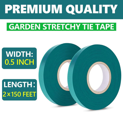 Easytle 2 Pack x 150 ft Stretch Tie Tape Roll, 1/2" Garden Tie Tape, Thick Sturdy Plant Ribbon