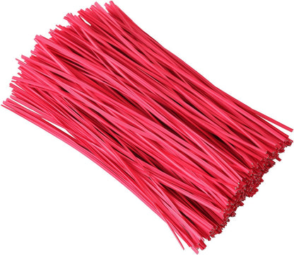 Tangyinrd 300 Pcs 6 inch Red Plastic Twist Ties, Cable Ties, for Bags, Gardening Tools