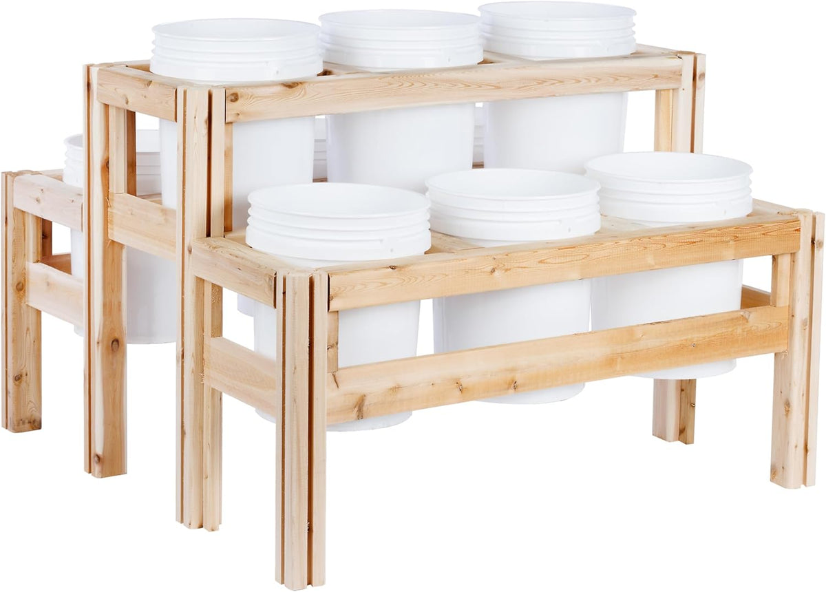 Greenes Fence Two-Tiers Nine Bucket Elevated Cedar Wood Garden Frame, 43 in. x 43 in. x 30 in.