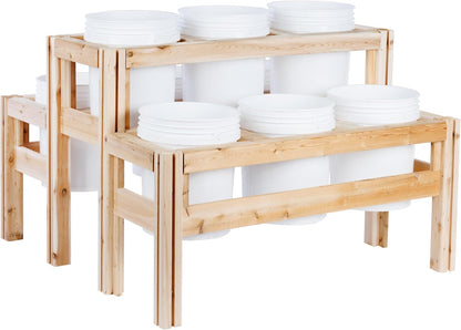 Greenes Fence Two-Tiers Nine Bucket Elevated Cedar Wood Garden Frame, 43 in. x 43 in. x 30 in.