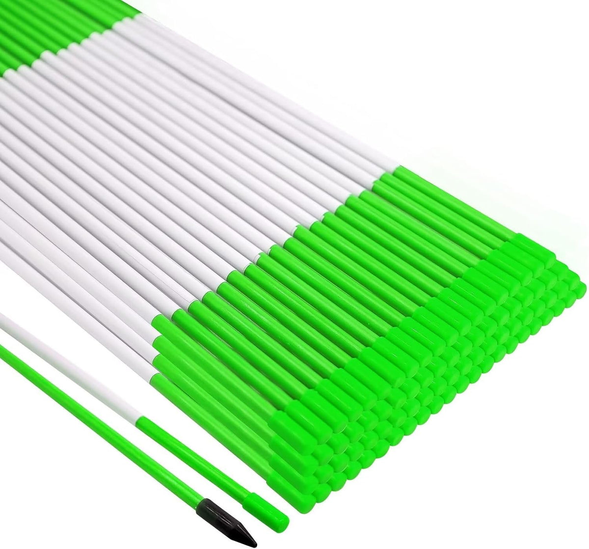 Growsun Driveway Marker 48 inch Green Fiberglass 5/16 inch Dia Snow Fence Reflective Plow Stakes