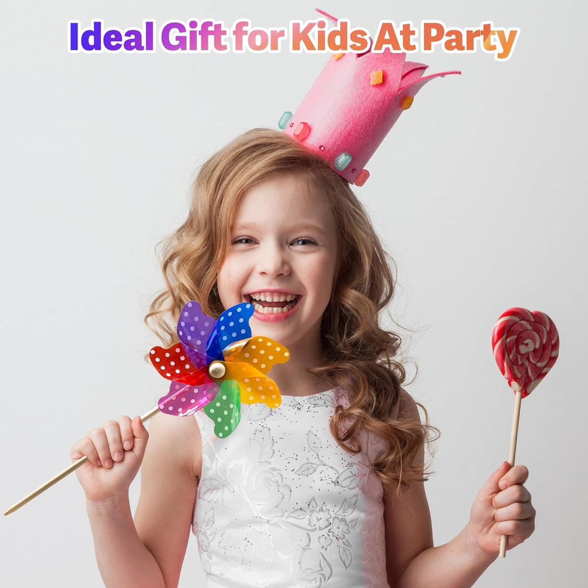 IilLittle 10 Pack Rainbow Pinwheel, No Assembly Required, Pinwheels for Kids, Pinwheels for Yard