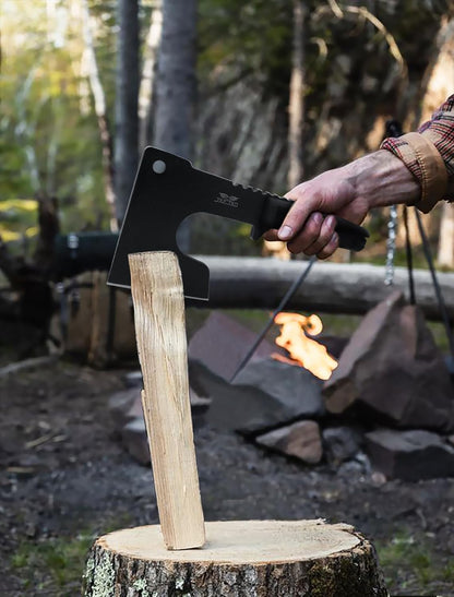 JXE JXO Hatchet, 9.8" Full Tang Camping Axe, Ergonomic Rubber Handle, with Durable Nylon Sheath for