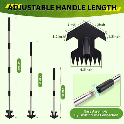 CAROD Hoe Garden Tool, Scuffle Garden Hoe for Weeding with 30-60 Inch Steel Long Handle, Dual Use