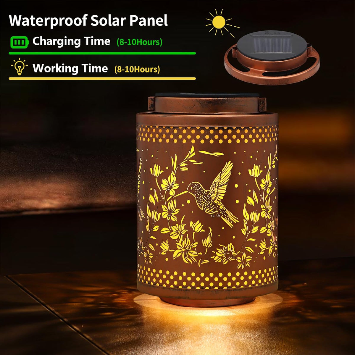 Hummingbird Solar Lanterns Garden Decor Birthday Gifts for Women Mon Grandma Metal Hanging Solar
