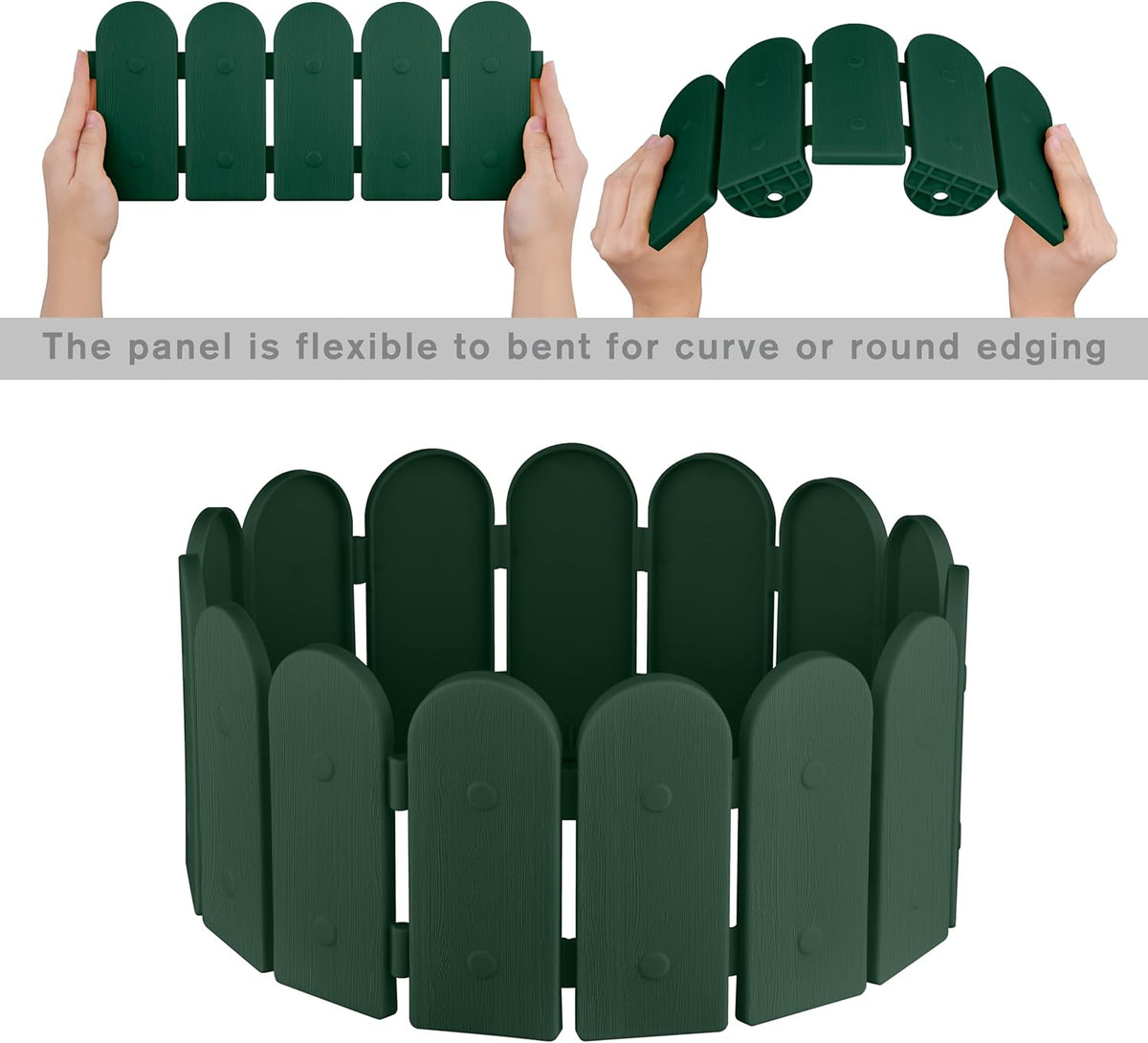 Evelyne Garden Border Edging: Wooden Fence Design - 8pcs Green Yard Landscaping Fence Liner Lawn